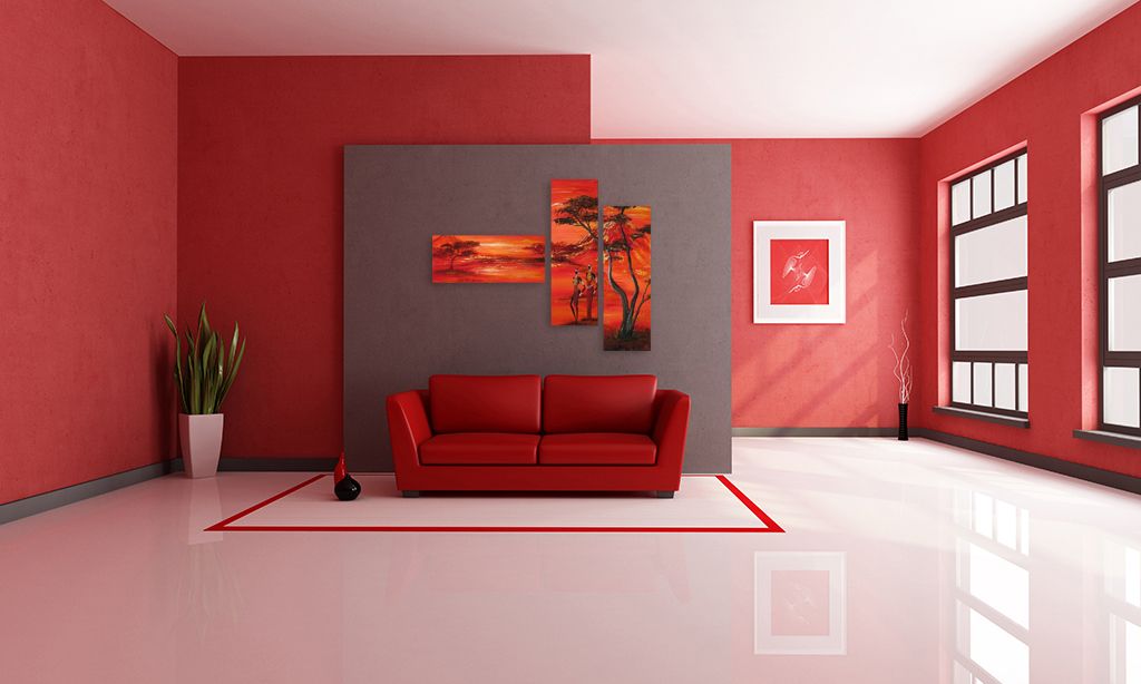 Модульная картина "Красный закат" интернен-магазин Мнекартину