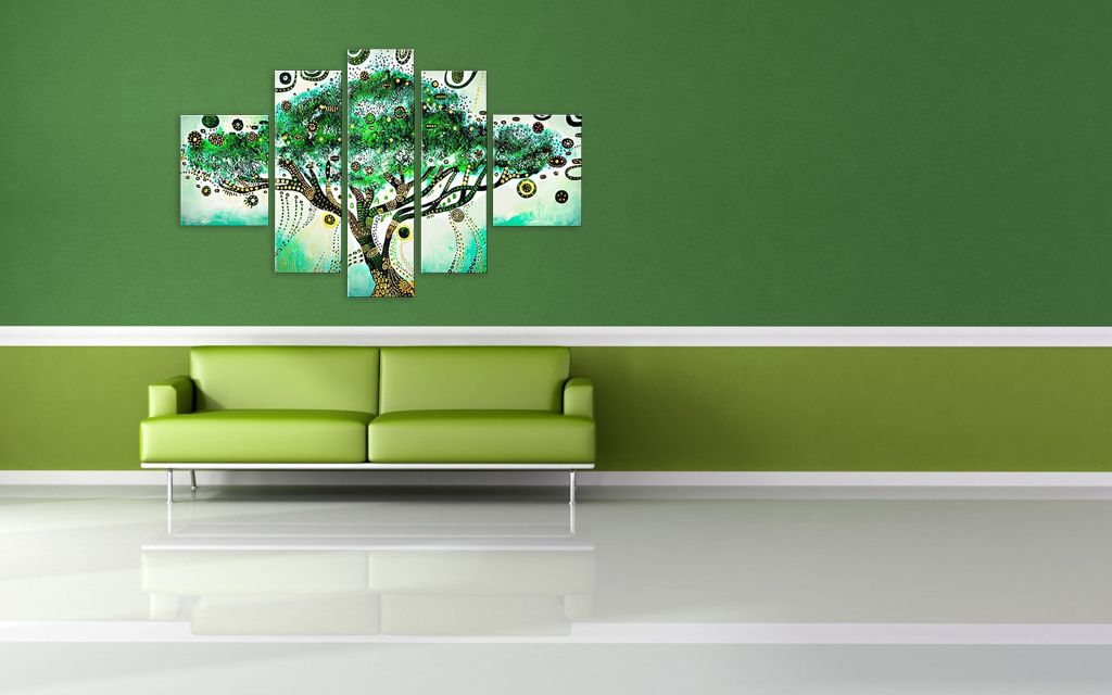 Модульная картина "Зелёное дерево" интернен-магазин Мнекартину