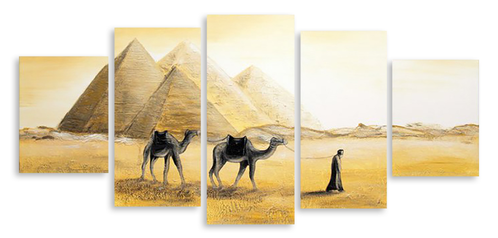 Модульная картина "Верблюды в пустыне" интернен-магазин Мнекартину