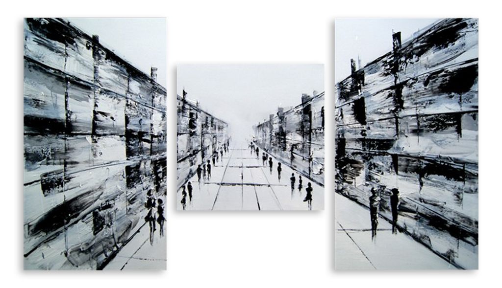 Модульная картина "Чёрно-белый город" интернен-магазин Мнекартину