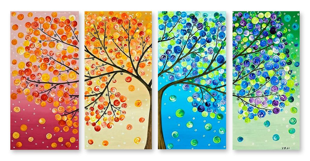 Модульная картина "Красочное дерево" интернен-магазин Мнекартину