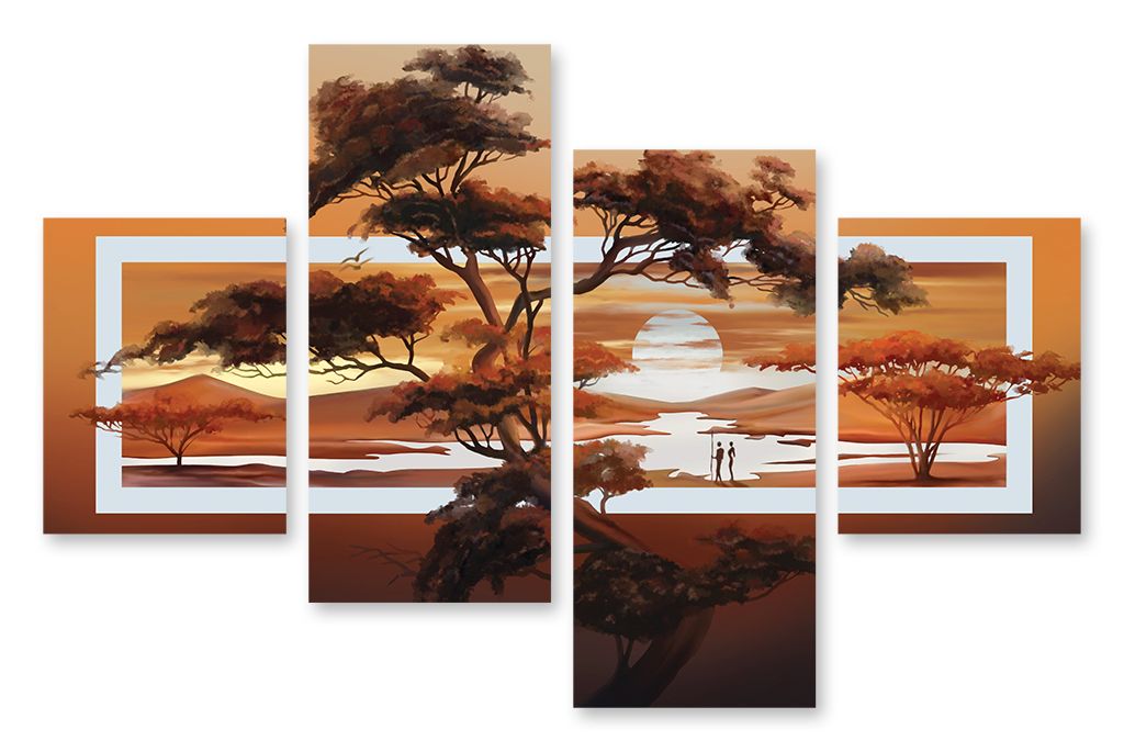 Модульная картина "Африканский ландшафт" интернен-магазин Мнекартину