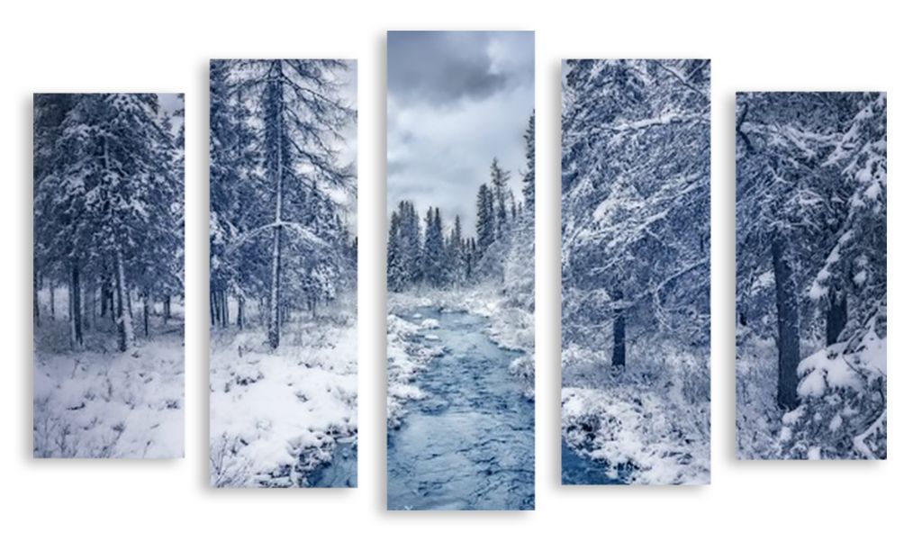 Модульная картина "Зимний лес" интернен-магазин Мнекартину