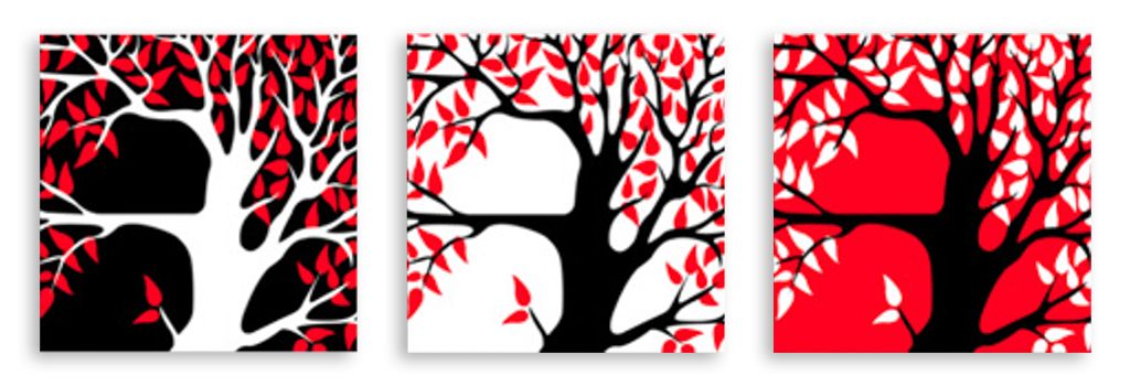 Модульная картина "Бело-красно-чёрное дерево" интернен-магазин Мнекартину