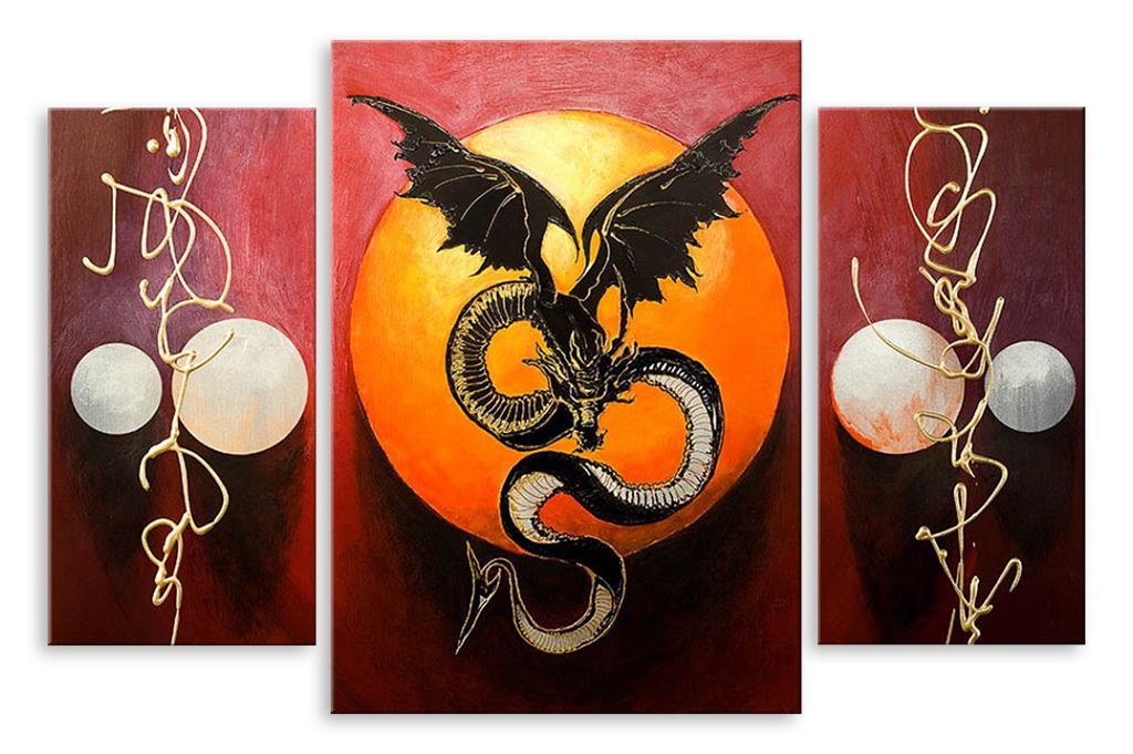 Модульная картина "Чёрный дракон" интернен-магазин Мнекартину