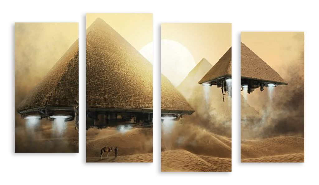 Модульная картина "Улетающие пирамиды" интернен-магазин Мнекартину
