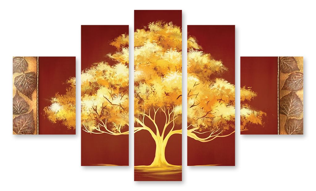 Модульная картина "Дерево в золоте" интернен-магазин Мнекартину