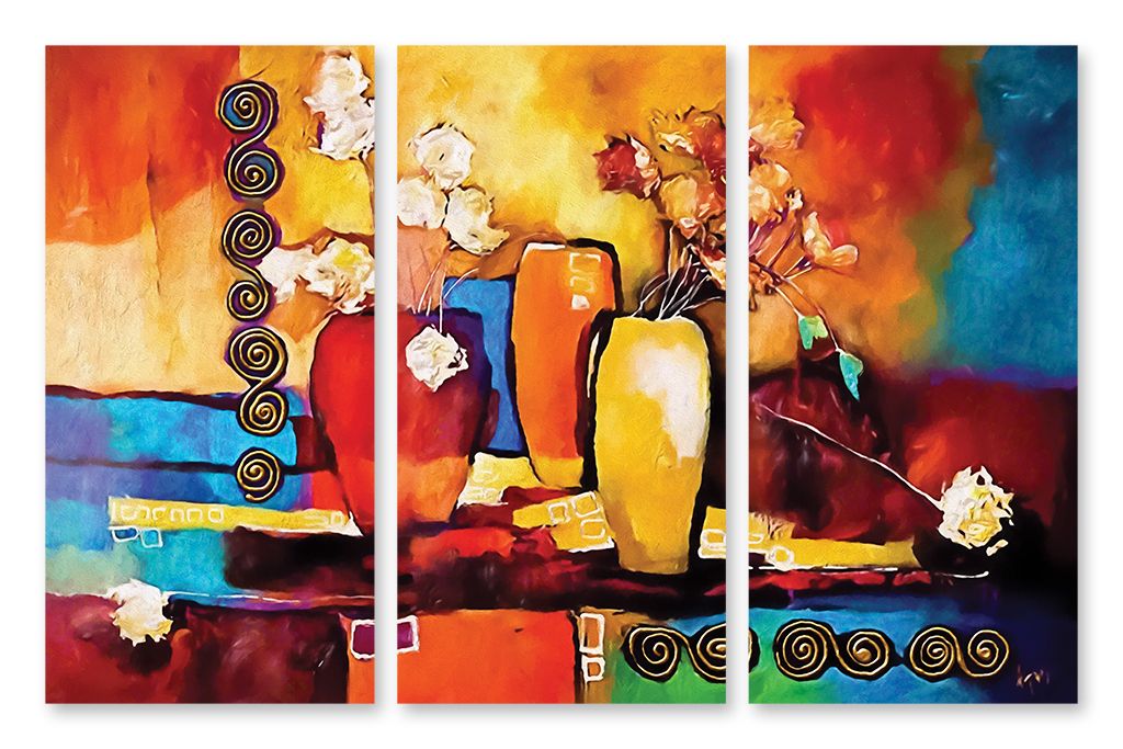 Модульная картина "Композиция с цветами" интернен-магазин Мнекартину