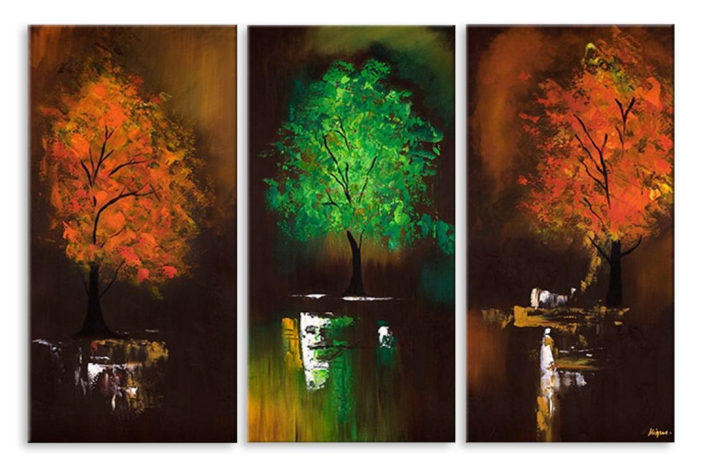 Модульная картина "Осенне-летние деревья" интернен-магазин Мнекартину