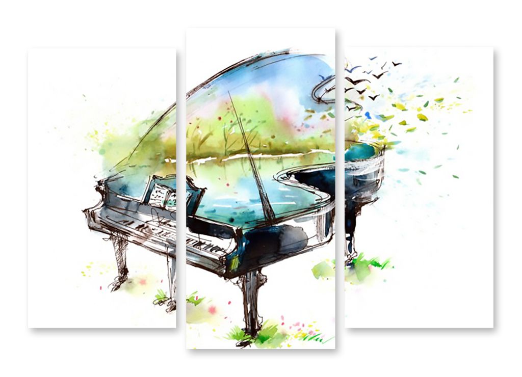 Модульная картина "Весенний рояль" интернен-магазин Мнекартину