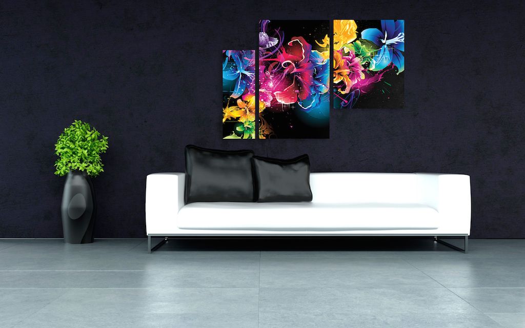 Модульная картина бстрактные цветы" интернен-магазин Мнекартину