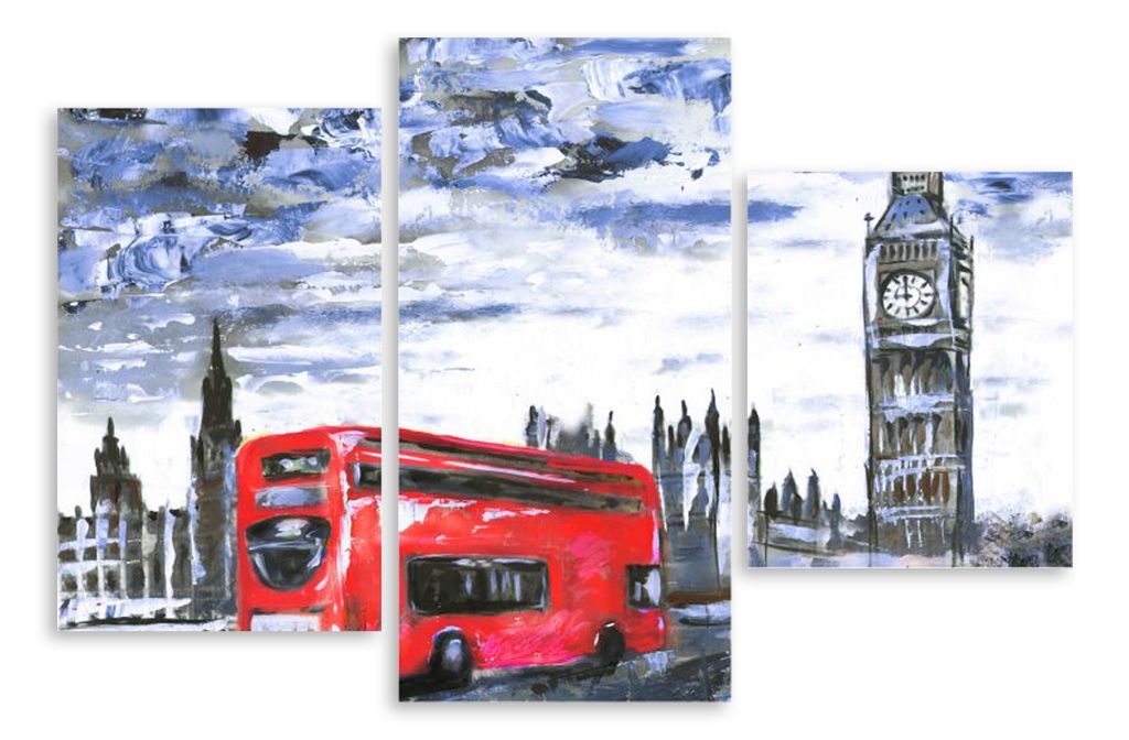 Модульная картина "Лондонский автобус" интернен-магазин Мнекартину