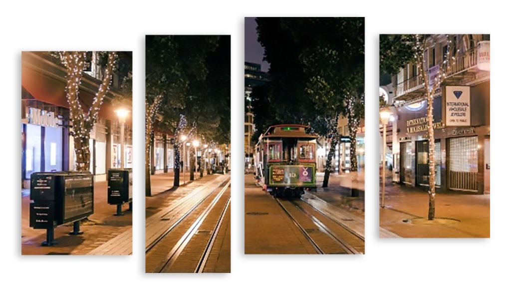 Модульная картина "Трамвай" интернен-магазин Мнекартину