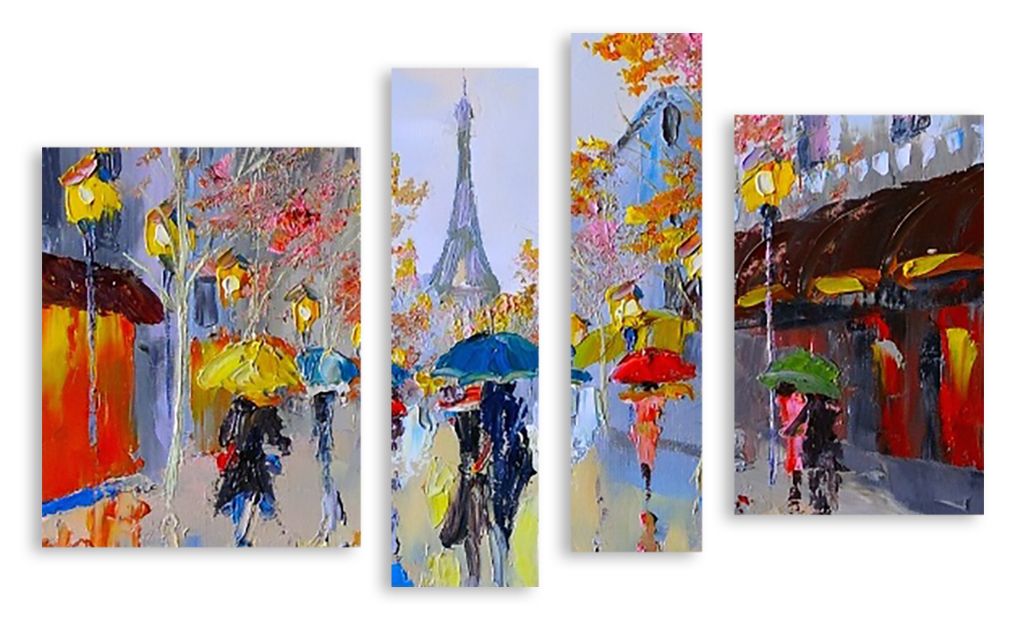 Модульная картина "Дождливый Париж" интернен-магазин Мнекартину