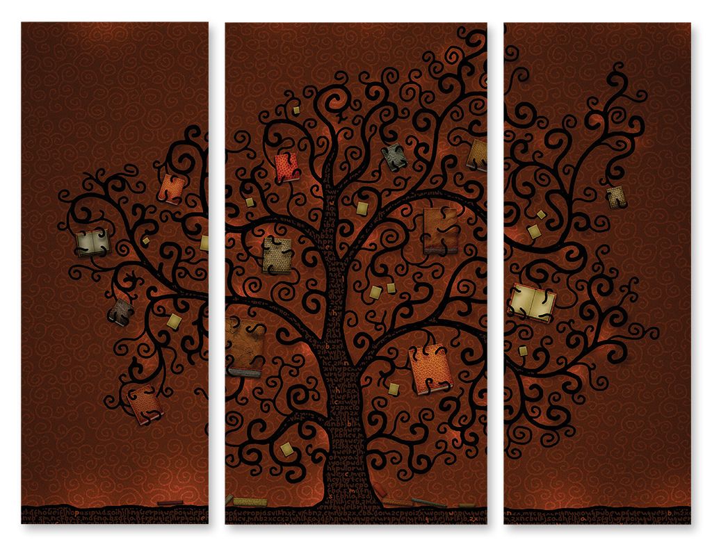 Модульная картина Книги на дереве" интернен-магазин Мнекартину