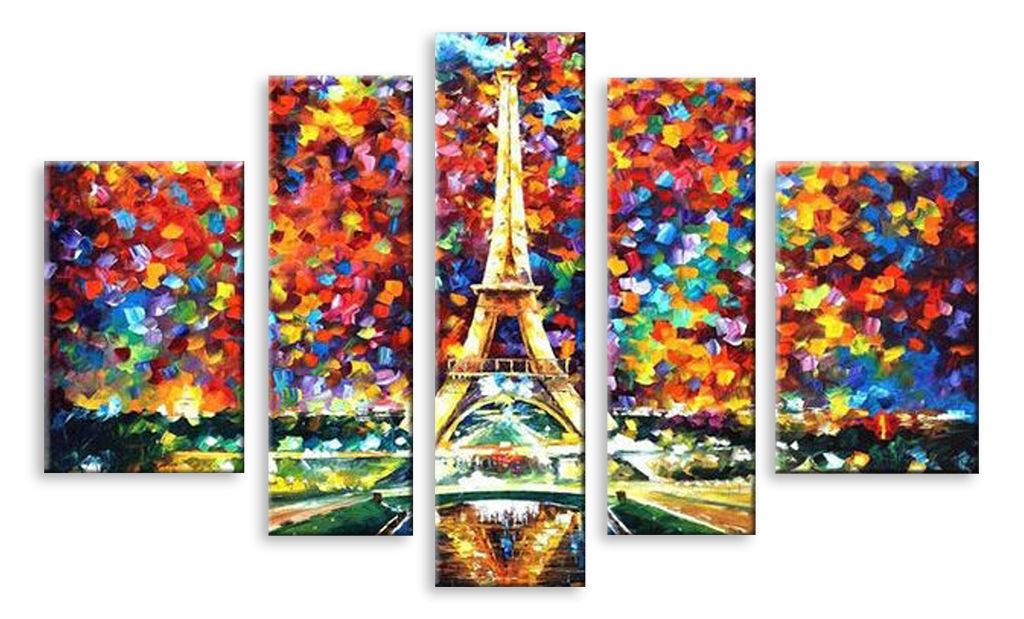 Модульная картина "Эйфелева башня в красках" интернен-магазин Мнекартину