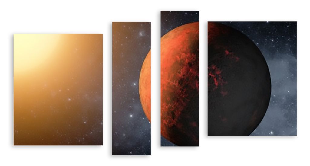 Модульная картина "Оранжевая планета" интернен-магазин Мнекартину