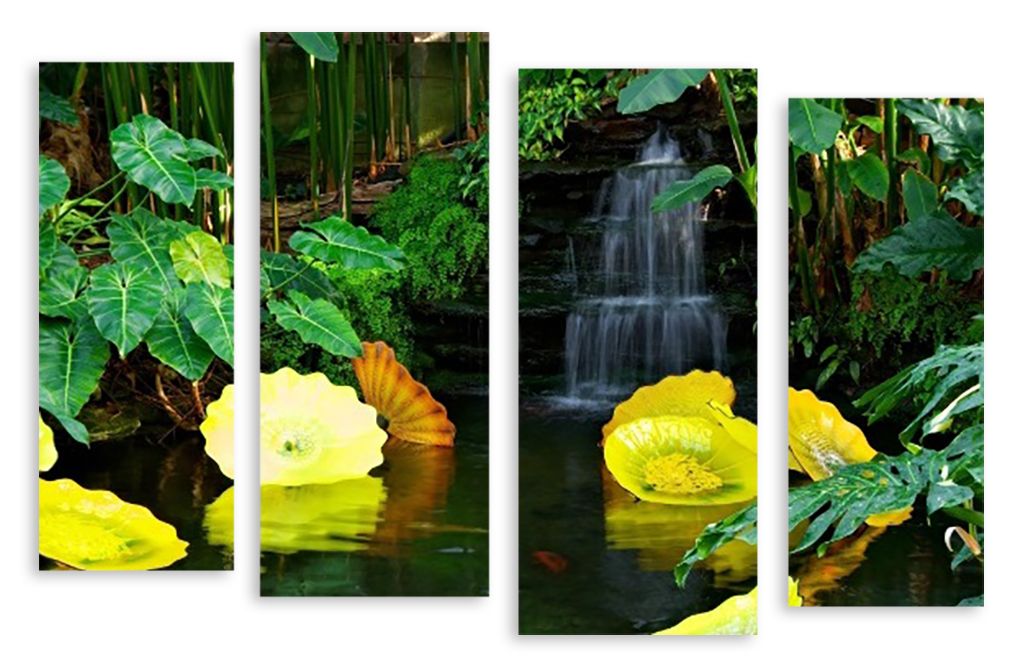 Модульная картина "Водопад в цветах" интернен-магазин Мнекартину