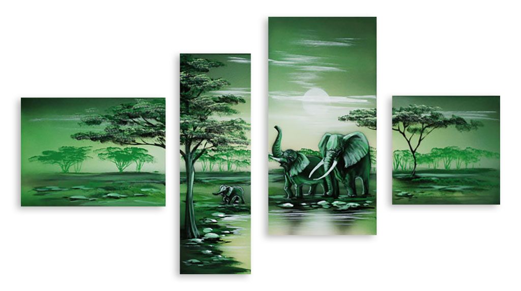 Модульная картина "Зеленая Африка" интернен-магазин Мнекартину