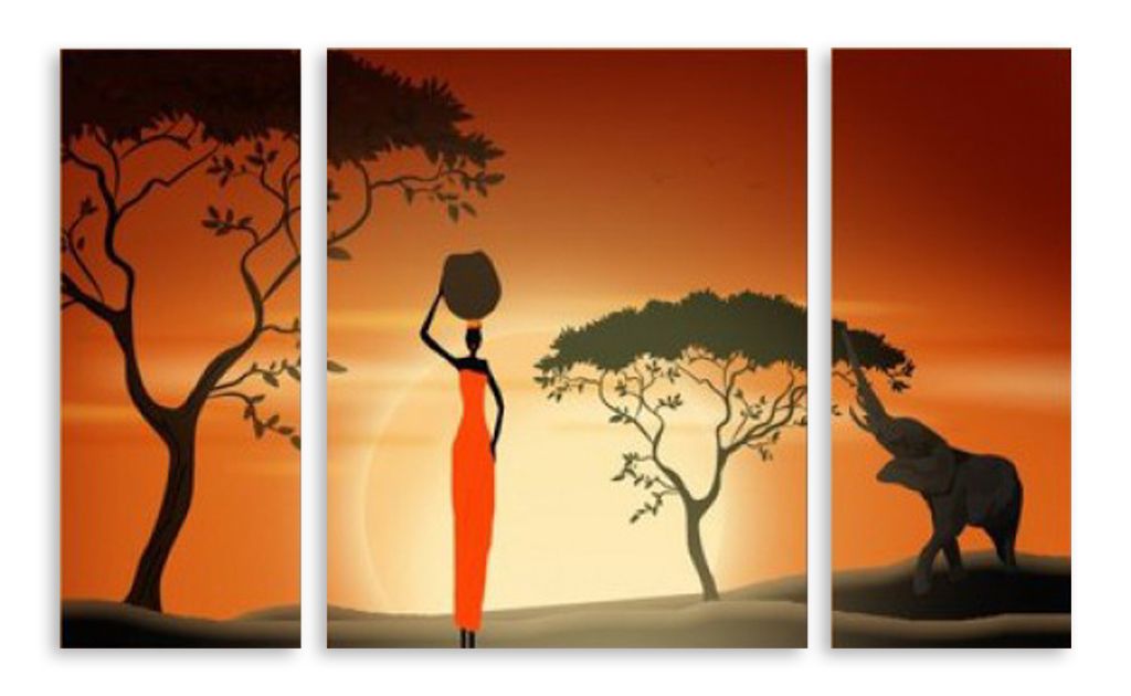 Модульная картина "Африканский день" интернен-магазин Мнекартину