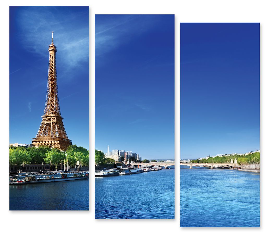 Модульная картина "Река в Париже" интернен-магазин Мнекартину