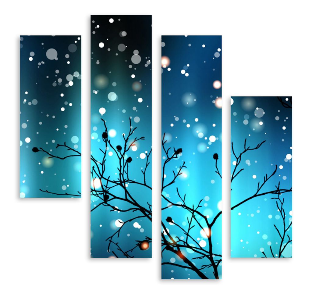 Модульная картина "Дерево в голубую ночь" интернен-магазин Мнекартину