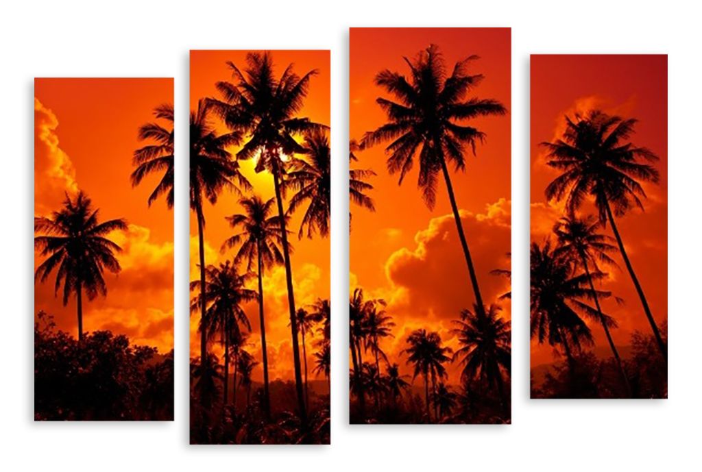 Модульная картина "Пальмы на закате" интернен-магазин Мнекартину
