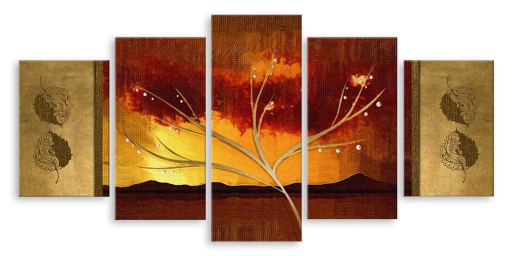 Модульная картина "Дерево под оранжевым небом" интернен-магазин Мнекартину