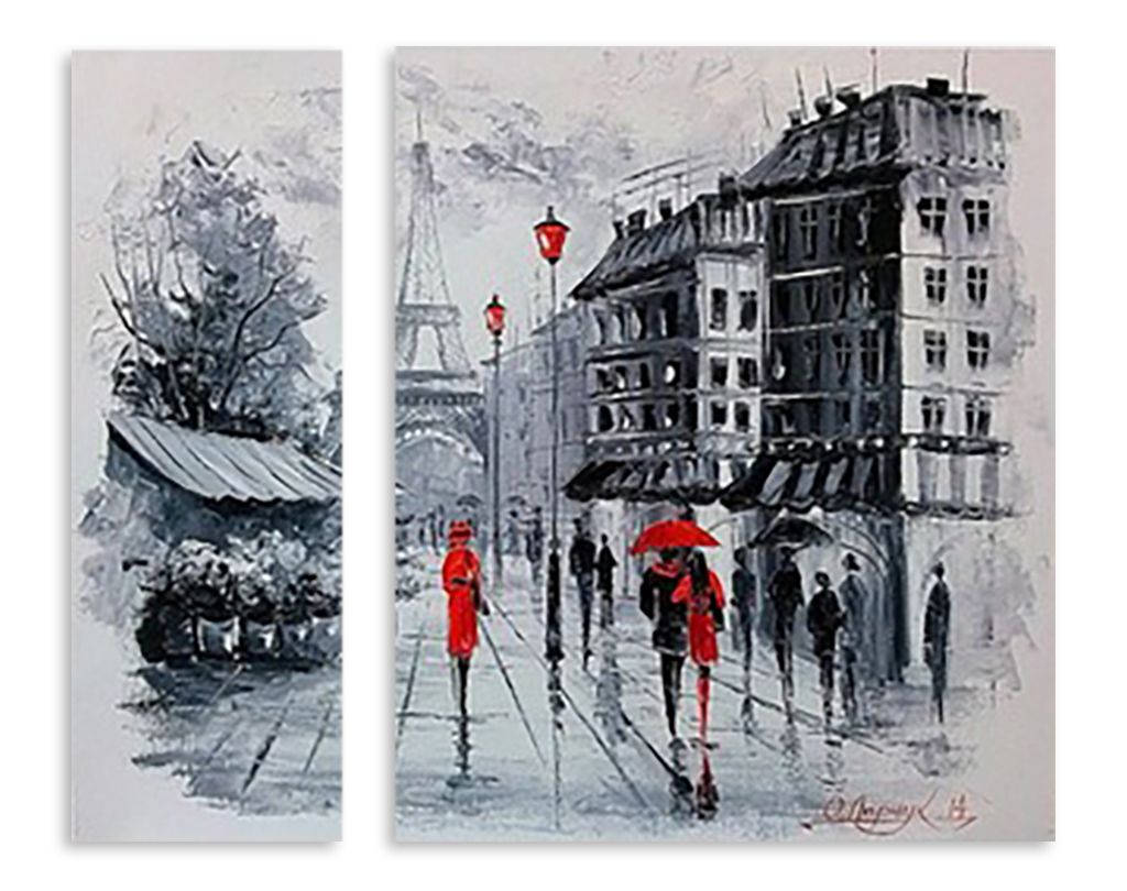 Модульная картина "Серый дождь" интернен-магазин Мнекартину