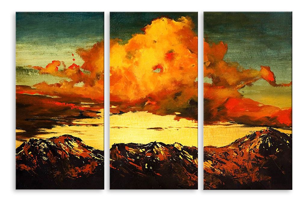 Модульная картина "Огненное облако" интернен-магазин Мнекартину