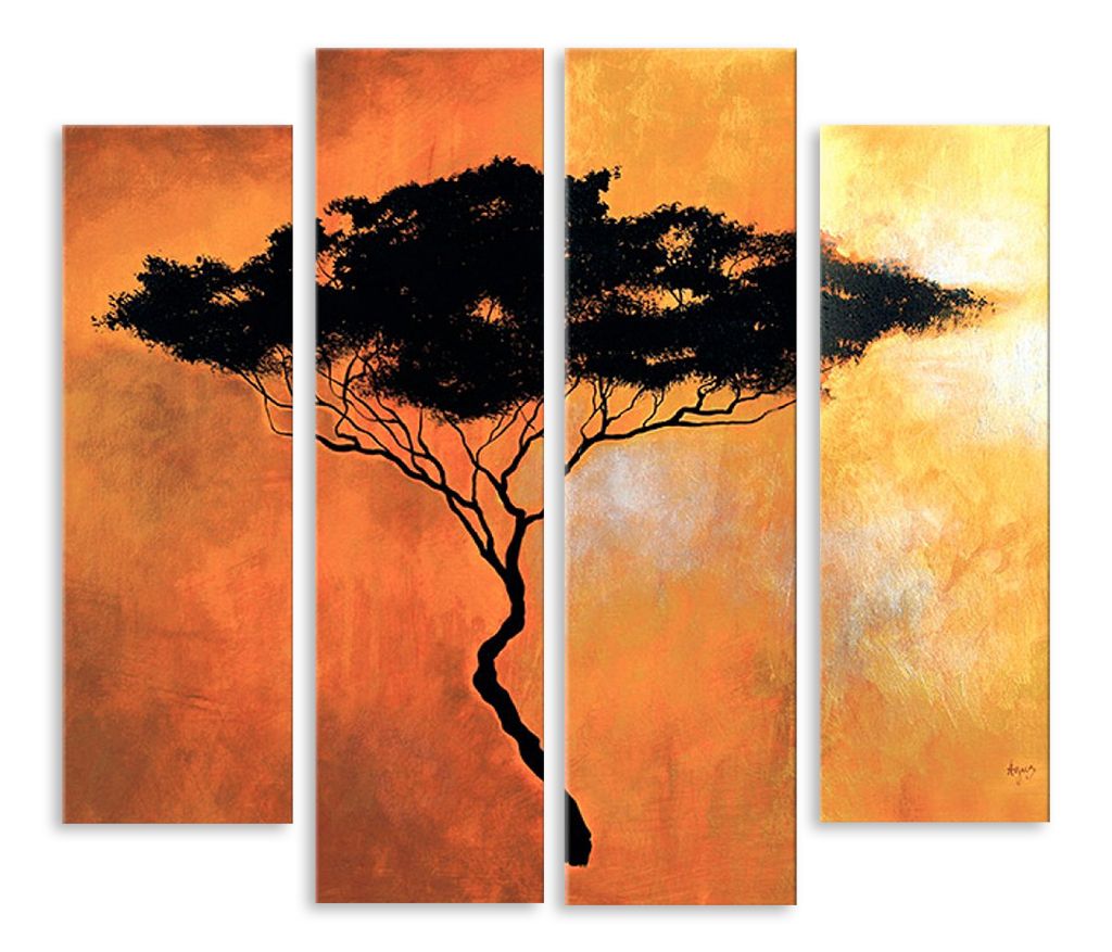 Модульная картина "Дерево на оранжевом фоне" интернен-магазин Мнекартину