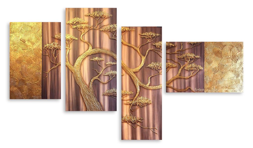 Модульная картина "Золотое дерево" интернен-магазин Мнекартину