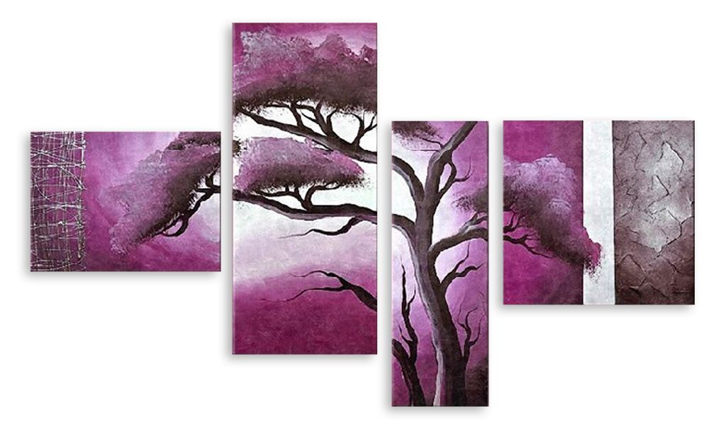 Модульная картина "Дерево в фиолетовом закате" интернен-магазин Мнекартину