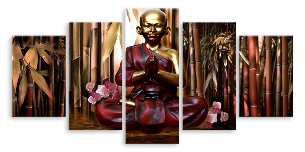 Модульная картина "Будда в бамбуковой роще" интернен-магазин Мнекартину
