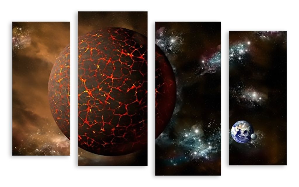 Модульная картина "Красно-черная планета" интернен-магазин Мнекартину