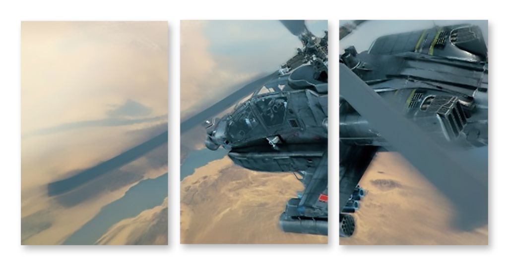 Модульная картина "Военный вертолет" интернен-магазин Мнекартину