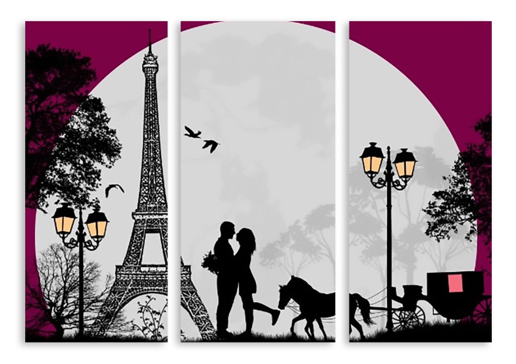 Модульная картина "Любовь в Париже" интернен-магазин Мнекартину
