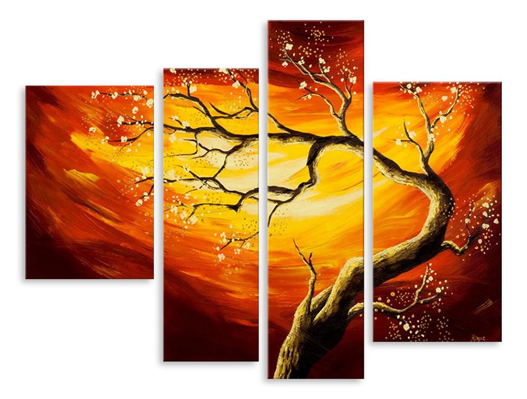 Модульная картина "Дерево в оранжевом закате" интернен-магазин Мнекартину