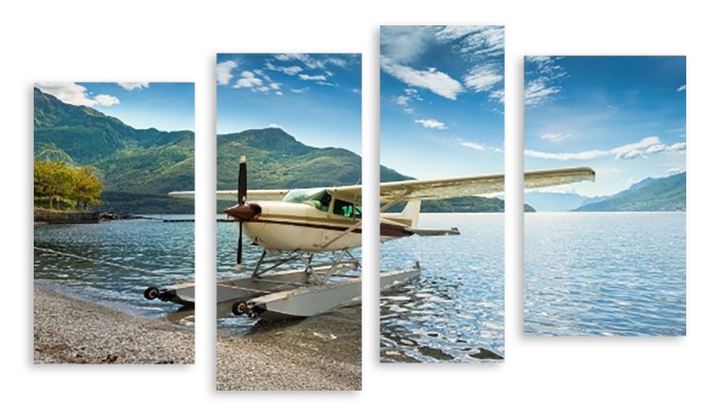 Модульная картина "Самолет на воде" интернен-магазин Мнекартину
