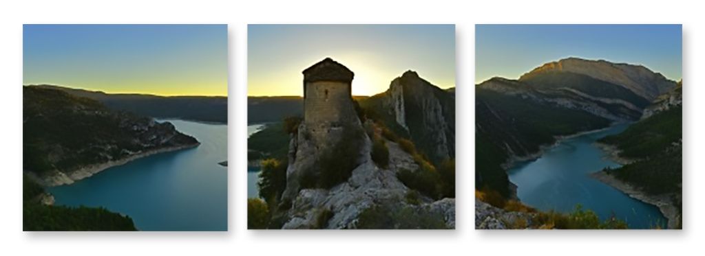Модульная картина "Замок в горах" интернен-магазин Мнекартину