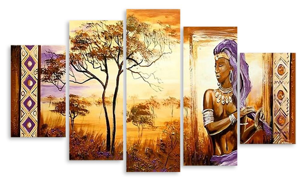 Модульная картина "Африканка" интернен-магазин Мнекартину