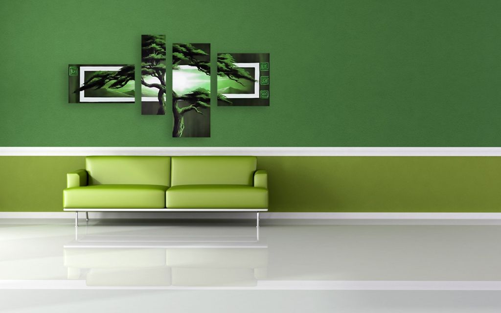 Модульная картина "Зелёный дуб" интернен-магазин Мнекартину
