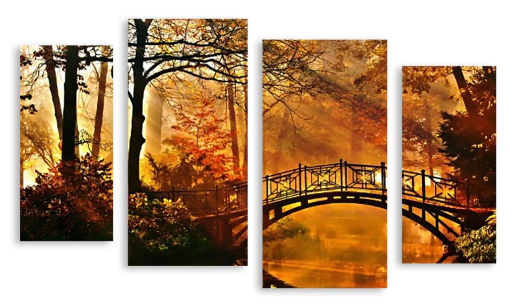 Модульная картина "Мост в осень" интернен-магазин Мнекартину