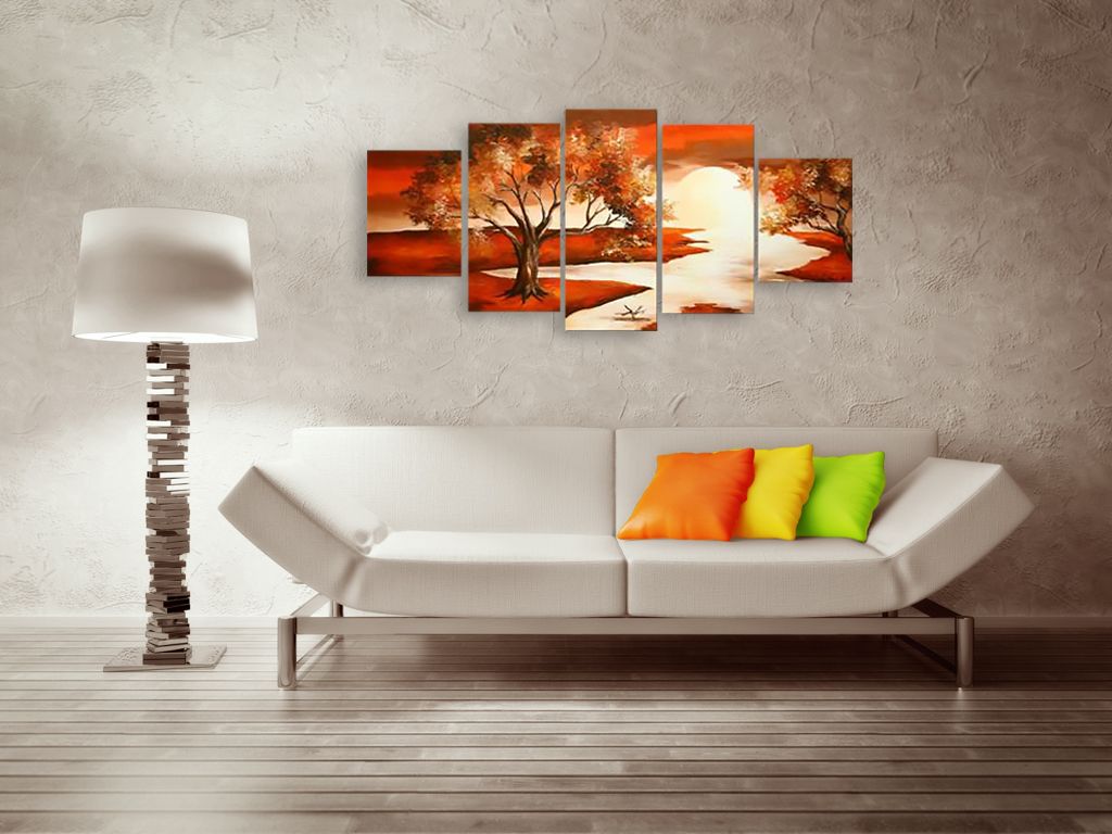 Модульная картина "Оранжевый пейзаж" интернен-магазин Мнекартину