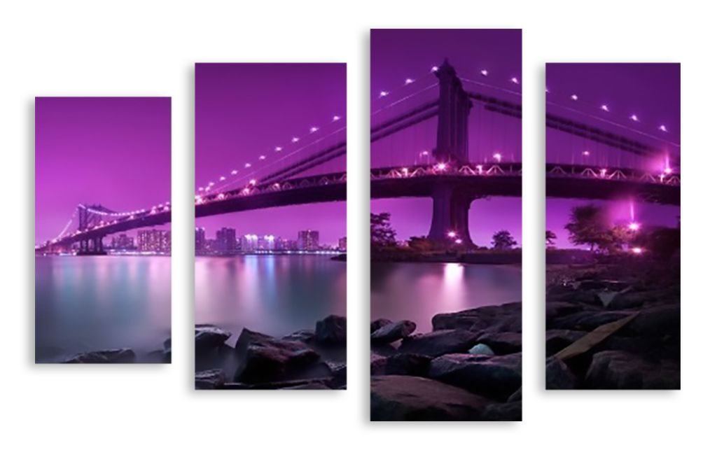 Модульная картина "Фиолетовый Манхэттен" интернен-магазин Мнекартину