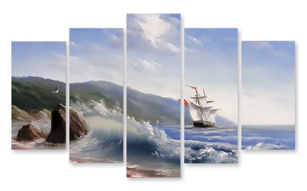 Модульная картина "Бушующее море" интернен-магазин Мнекартину