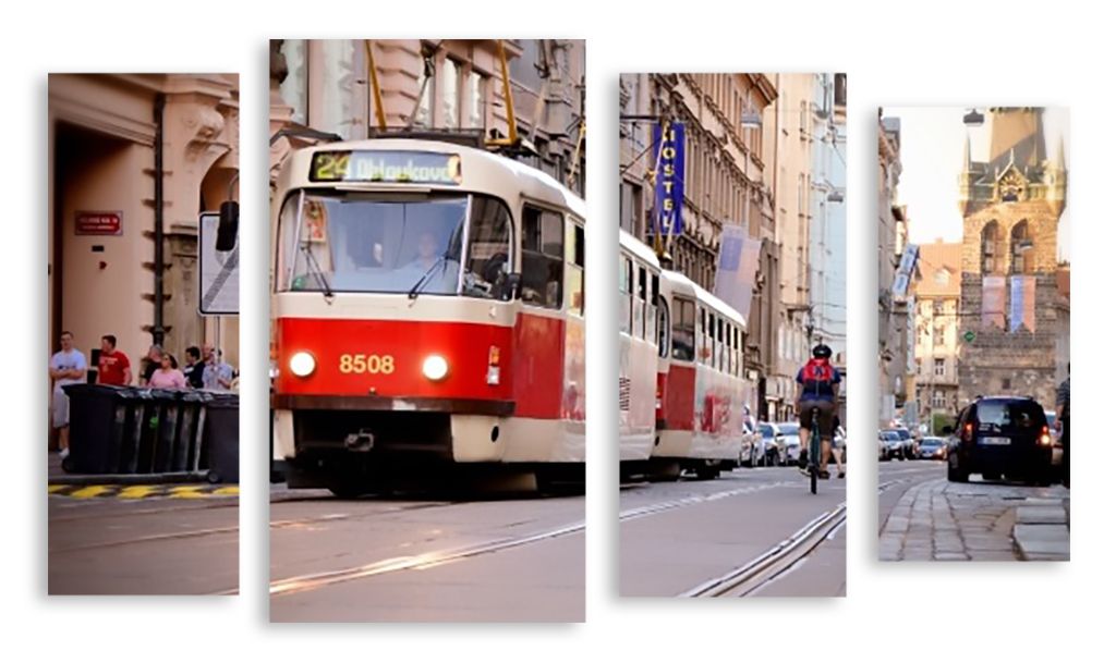 Модульная картина "Пражский трамвай" интернен-магазин Мнекартину