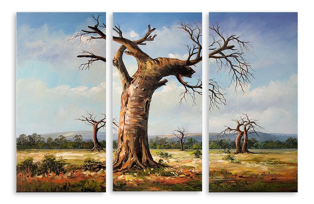 Модульная картина "Деревья-коряги" интернен-магазин Мнекартину