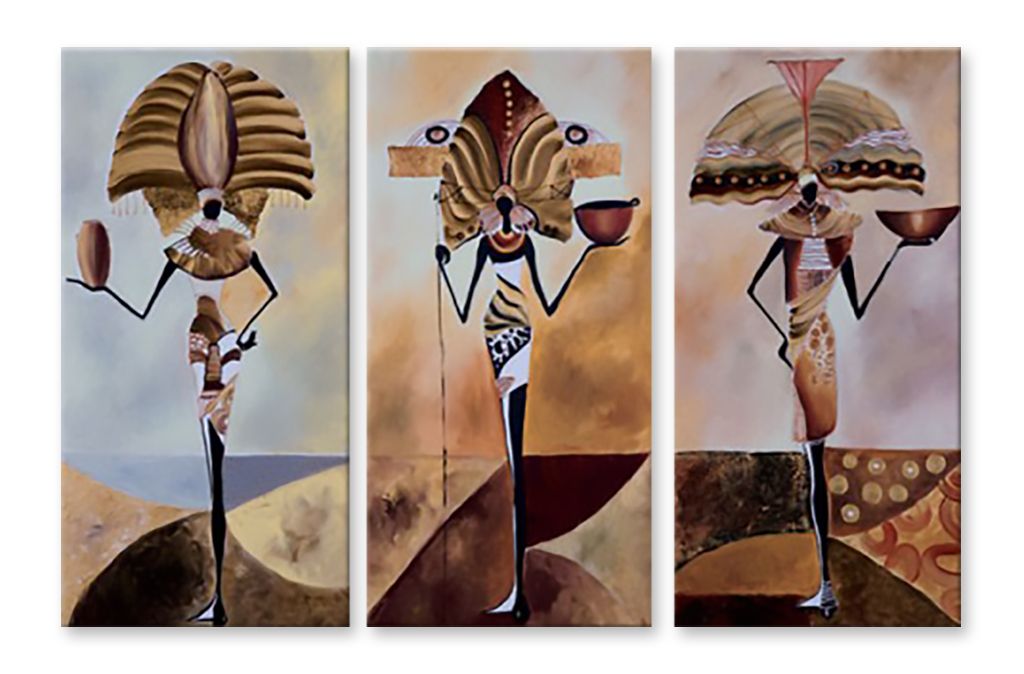 Модульная картина "Три девицы" интернен-магазин Мнекартину
