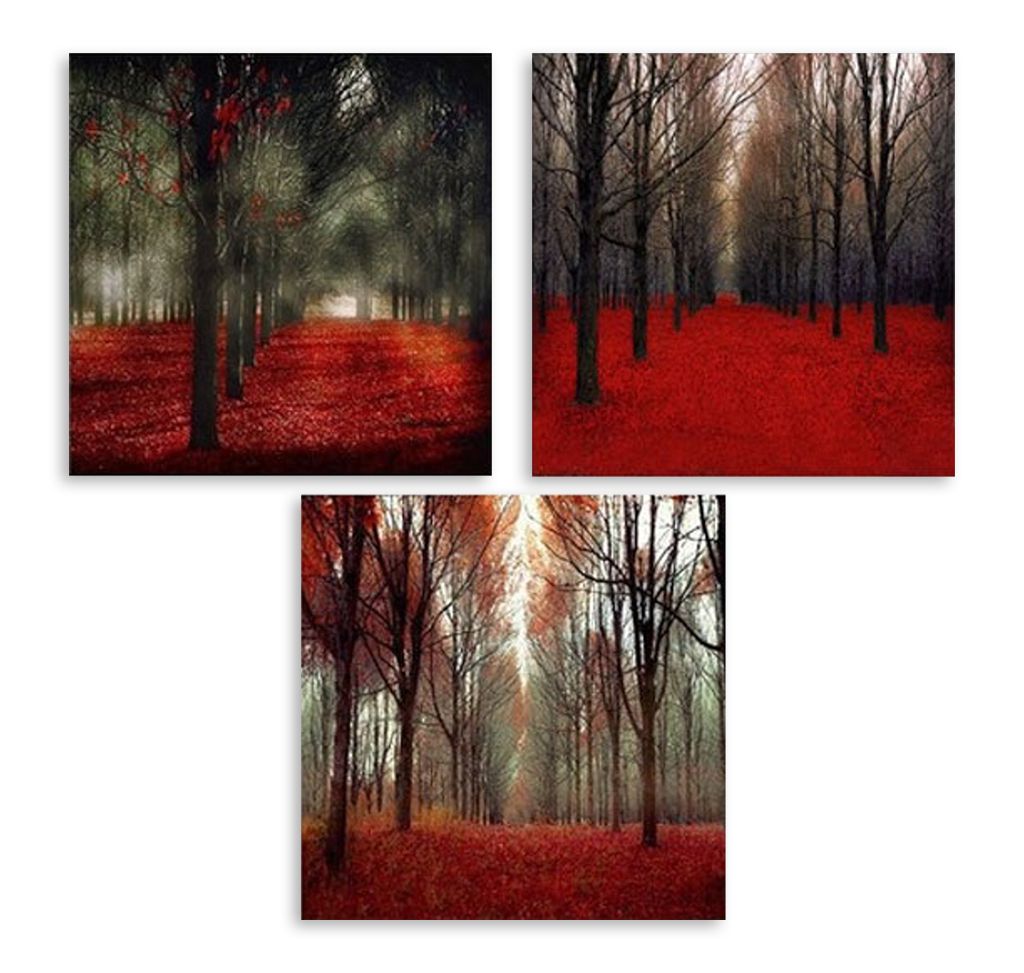 Модульная картина "Красный лес" интернен-магазин Мнекартину